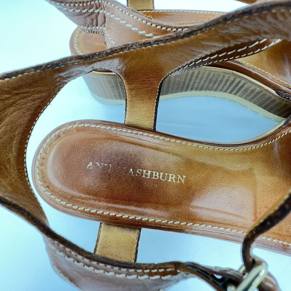 Ann Mashburn T Strap Brown Leather sandals size 40 - Picture 4 of 7